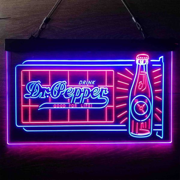 Dr. Pepper Novelty Bottle Dual LED Neon Light Sign